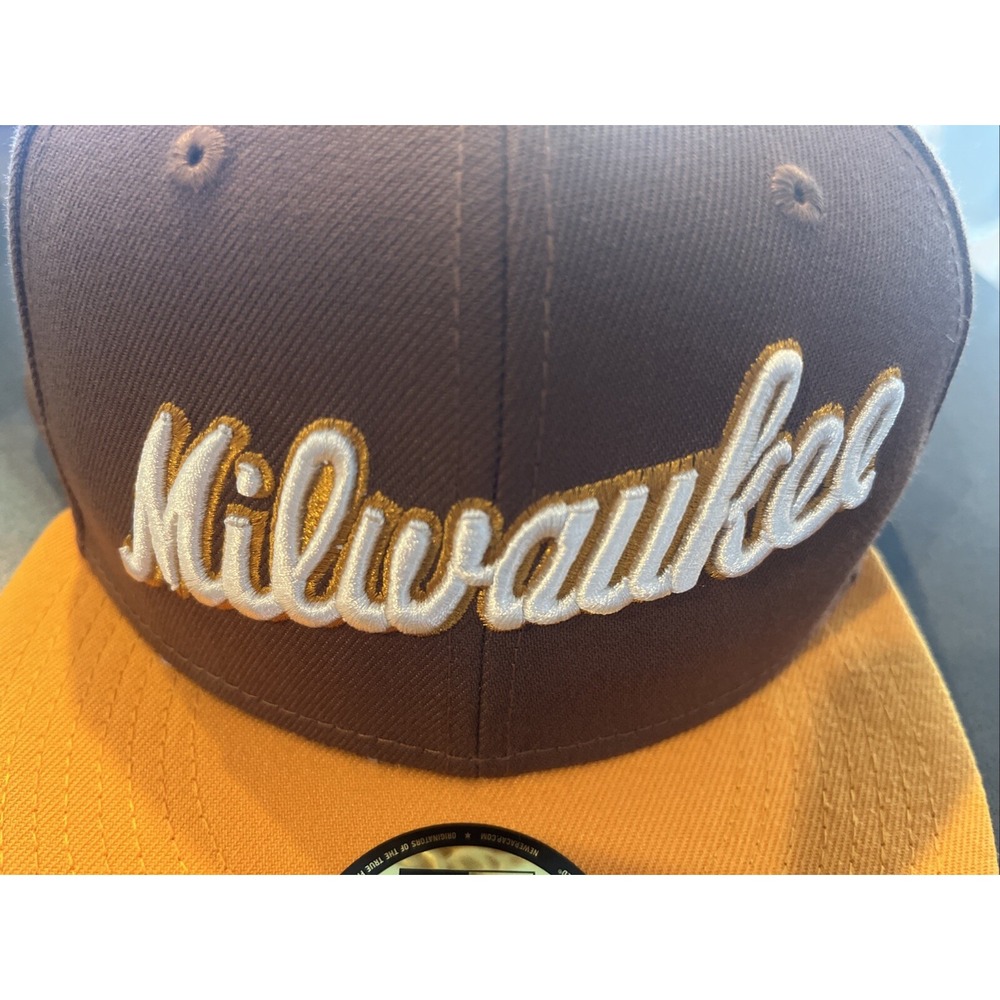 New Era Milwaukee Brewers Tiramisu Brown 59FIFTY Hat Cap Size 7 5/8 NWT - Picture 3 of 7